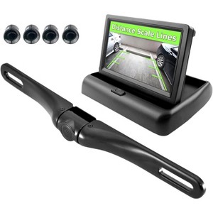 Rearview Backup Camera System with 4.3" LCD Display, Waterproof Night Vision, Parking Sensors for Safe Driving Assistance - 1 of 4