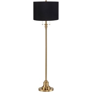 360 Lighting Dyna 58" Antique Brass Black Drum Shade Floor Lamp - 1 of 4