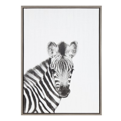 23" x 33" Sylvie Baby Zebra Gray Framed Canvas by Simon Te Tai Gray - Kate and Laurel