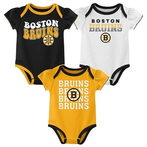 NHL Boston Bruins Infant Girls' 3pk Bodysuits - 1 of 4