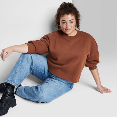 Women's Cropped Sweatshirt - Wild Fable™ Brown Xxl : Target