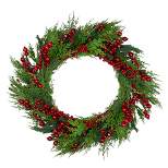Northlight Mixed Pine and Berries Artificial Christmas Wreath - 26 inch, Unlit