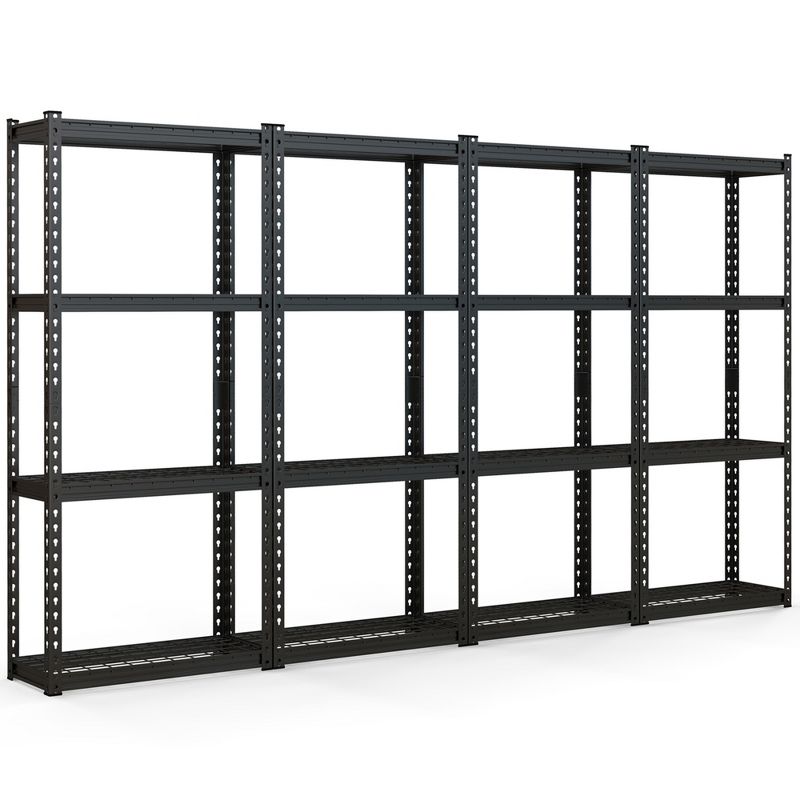 Costway 1/2/3/4 PCS 4-Tier Metal Shelving Unit Heavy Duty Wire Storage Rack with Anti-slip Foot Pads Black, 1 of 11