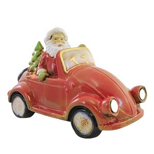 8.0 Inch Santa In Car Tree Presents Lit Headlights Santa Figurines - 1 of 3