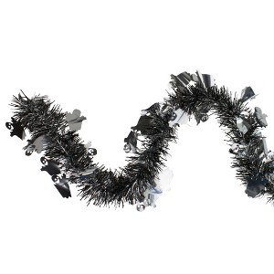 Northlight Black and Silver with Ghosts Halloween Tinsel Garland - 50 feet, Unlit - 1 of 3