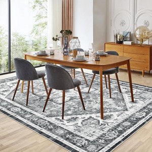 Garvee Printed Vintage Area Rug, Non Slip Ultra Thin Low Pile Indoor Floor Carpet - 1 of 4