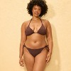 Women's Abstract Pucker Low-Rise Side-Tie Cheeky Bikini Bottom - Shade & Shore™ Brown - 4 of 4