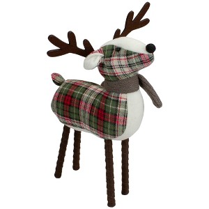 Northlight Standing Plaid Reindeer Christmas Decoration - 13.5" - Red, Green and Brown - 1 of 4
