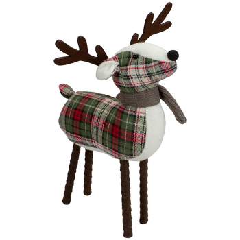 Northlight 13.5" Red and Green Plaid Reindeer Christmas Decoration