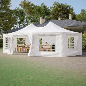 PAGED 20x15FT Patio Canopies and Gazebos with 1 Doors and 7 Windows, UV Protection Gazebo Pavilion Shelter Tent for Party - 1 of 4
