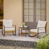 Yardgrace 3-Piece Outdoor Patio Rocking Bistro Set with Thick Cushions and 2-Tier Coffee Table - 2 of 4
