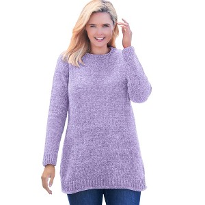 Woman Within Plus Size Crewneck Chenille Sweater - 1 of 4