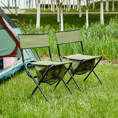 VisioGear Outdoor Portable Chairs, 2-piece Folding Outdoor Chair with Storage Bag, Portable Chair for Outdoor Camping, Green, 19.3"*15.35"*30.5 "