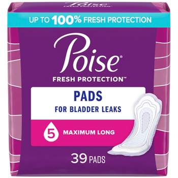 Poise Postpartum Incontinence Feminine Pads for Women - Maximum Absorbency - Long - 39ct
