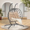XIYUYEU Double Hanging Egg Chair with Stand, Hanging Chair Outdoor, Wicker Rattan Patio Basket Egg Swing Chair, Hammock Egg Chairs, Hammock Swing - 4 of 4