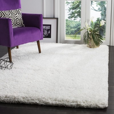Ivory Hand Tufted Reversible Shag Area Rug 5' x 8'