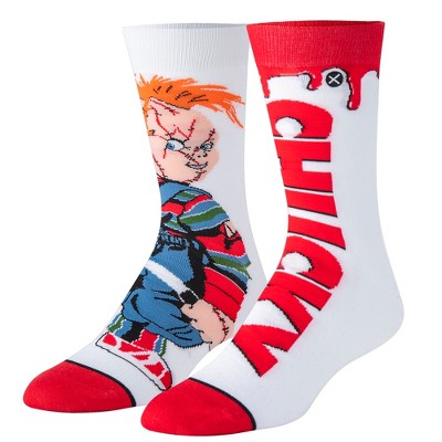 Odd Sox, Chucky Doll Fun Socks for Men Women, Crew, Large, Horror Movie Styles