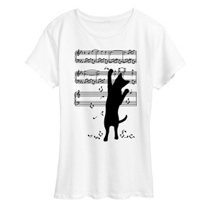 Women's - Instant Message - Cat Playing Music- Women's Short Sleeve Graphic T-Shirt Short Sleeve Graphic T-Shirt - 1 of 4