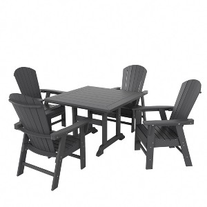 WestinTrends 5 Piece Outdoor Patio Dining Square Table and Shell Back Armchair Set - 1 of 2