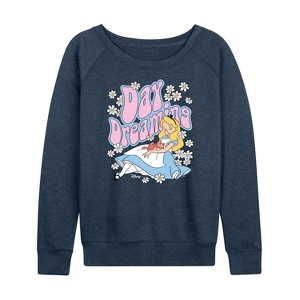 Women's - Disney - Alice in Wonderland Lightweight French Terry Wide Neck Long Sleeve Shirt - 1 of 4