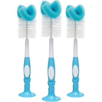 Dr. Brown's Baby Bottle Cleaning Brush, Sponge and Bristle Brush with Nipple Cleaner -3pk - Blue