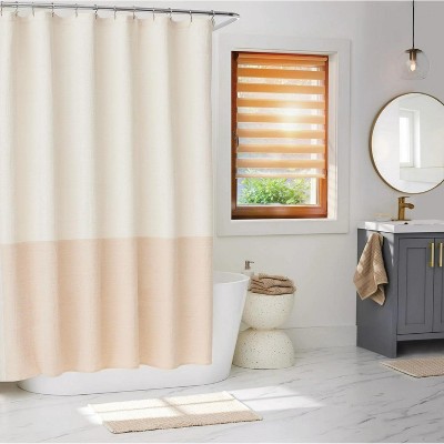 LunaLulinlk Color Block Boucle Cotton/Poly Shower Curtain, 72" x 72"