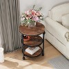 Acekool 3-Tier Round End Table with Metal Frame, Rustic Bedside Table for Living Room & Bedroom, Industrial Design - 2 of 4