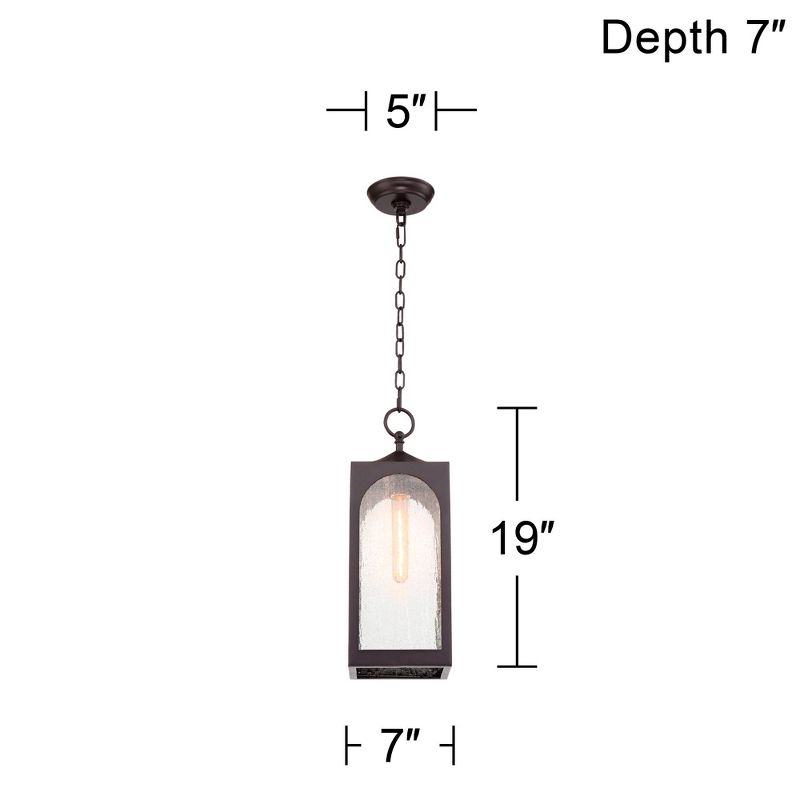 Possini Euro Design Tyne Modern Industrial Outdoor Hanging Light Bronze 19" Seedy Glass Shade for Post Exterior Barn Deck House Porch Yard Patio Home, 4 of 9
