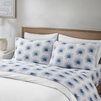 Blue Palmetto Cotton Percale Full Sheet Set