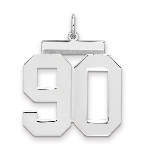 Black Bow Jewelry Sterling Silver, Athletic Collection, Large Polished Number 90 Pendant - 1 of 3