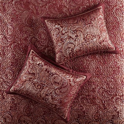 Burgundy Reversible Queen Microfiber Jacquard Bedspread Set
