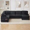 ModernLuxe Upholstered L-shaped Sofa Sectional Sofa with Movable Ottoman & Side Storage Pockets, Black/Gray/Green - 2 of 4