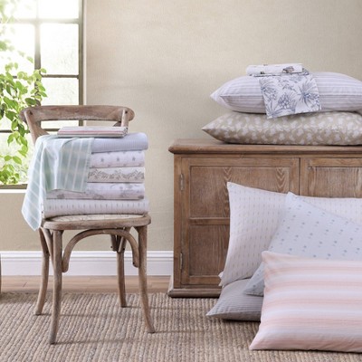 Kew Palms Blue Queen Cotton Percale Sheet Set