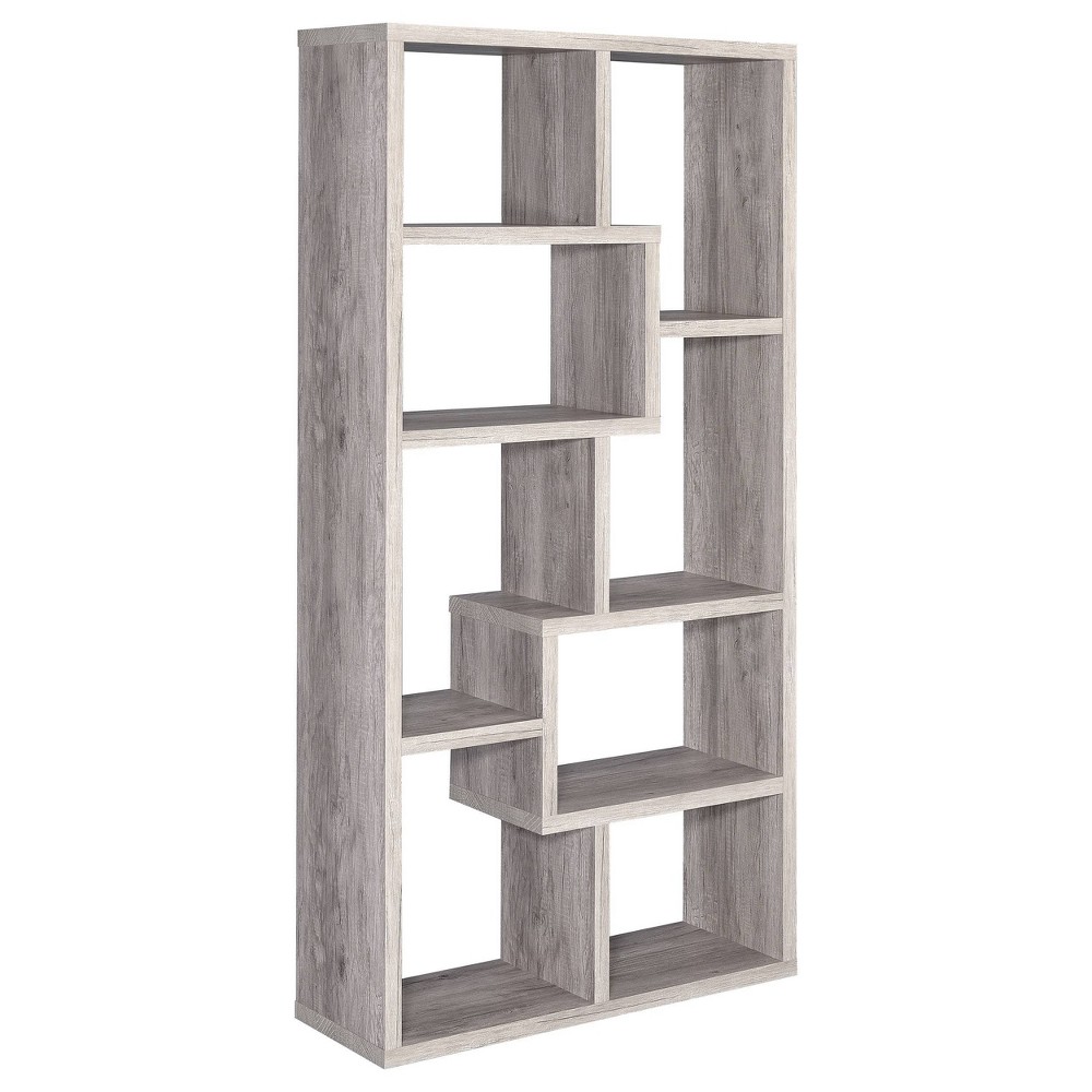 Photos - Wall Shelf 70.75" Theo 8 Shelf Bookcase Gray Driftwood - Coaster