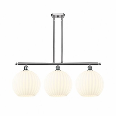 White Venetian - 3 Light Stem Hung Island In Modern Style-14 Inches Tall and 38.5 Inches Wide