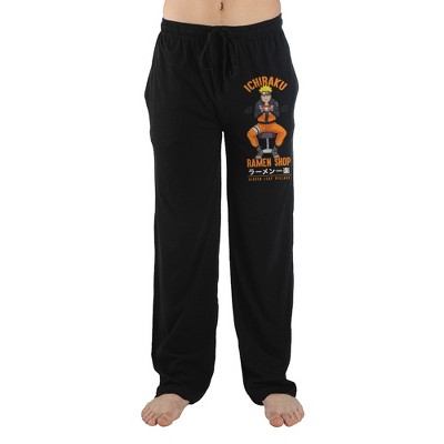 Naruto Anime Cartoon Mens Black Lounge Wear Pants