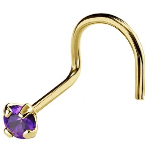 Jewelry Avalanche 22G 14K Gold Nose Screw Nose Stud with Amethyst Gemstone - 1 of 2
