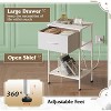 GALAXHERO Nightstand with Charging Station, 25" Bedside Table with Fabric Drawer and Open Shelf, 2-Tier Small End Table for Bedroom - 4 of 4