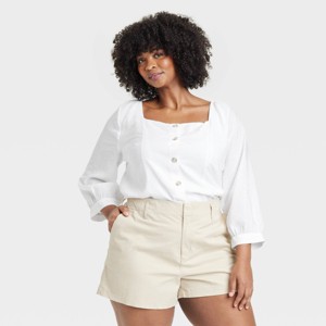 Women's Balloon 3/4 Sleeve Square Neck Blouse - A New Day™ - 1 of 3