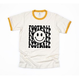 Simply Sage Market Women's Football Smiley Face Short Sleeve Ringer Tee - 1 of 3