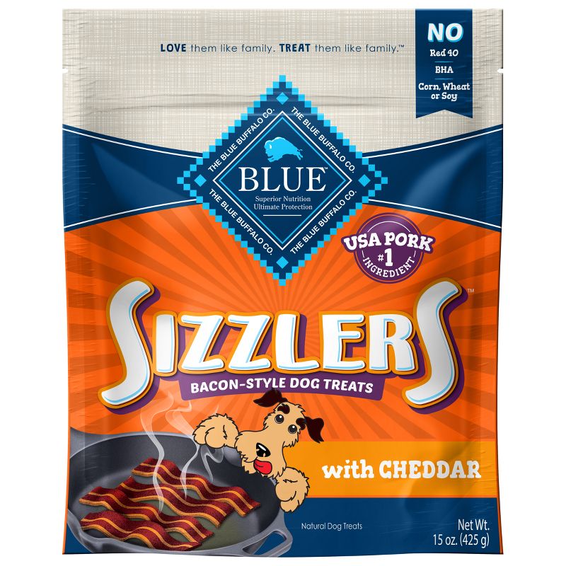 Blue Buffalo Sizzlers Pork and Cheddar Cheese Dog Treats - 15oz, 1 of 6