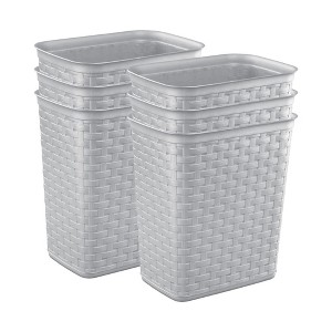 Sterilite 3.4 Gallon Weave Wastebasket, Small, Decorative Trash Can for the Bathroom, Bedroom, Dorm Room, or Office, Gray, 6-Pack - 1 of 4
