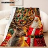 Lomsoe Christmas Santa & Reindeer Print Flannel Blanket - All Seasons Soft and Warm Throw Blanket for Bed, Napping, Camping, Travel, Office - 3 of 4