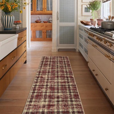 Modern Plaid Living Room Area Rug, Machine Washable Floor Carpet, Non-Slip Checkered Soft Rug, Low-Pile Non-Shedding Accent Rug, Indoor Foldable Rug