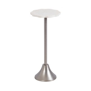 Kate and Laurel Sanzo Scalloped Marble and Metal Drink Table - 1 of 4