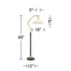 Possini Euro Design Rook Mid Century Modern 66" Tall Standing Floor Lamp Light Curved Chairside Arc with Dimmer Gold Black Metal Living Room Bedroom - 4 of 4