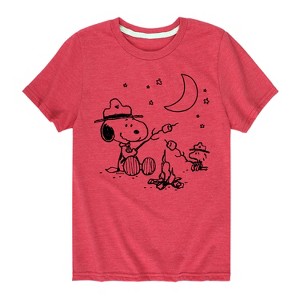 Boys' - Peanuts - Snoopy Camping Short Sleeve Graphic T-Shirt - 1 of 4