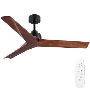 YUHAO 60 in. Indoor Farmhouse Rustic Light Walnut Blades 6-speed Ceiling Fan without Light and Remote Control - 1 of 4