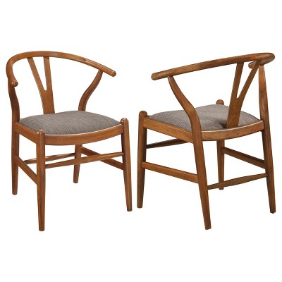Coaster Home Furnishings Dinah Danish Y shaped Back Wishbone Dining Side Chair Walnut And Brown set Of 2 Target