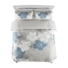 Hastings Home King-Size Hibiscus Floral Comforter Set With 2 Shams - 92" x 106", White/Blue, Set of 3 - 4 of 4